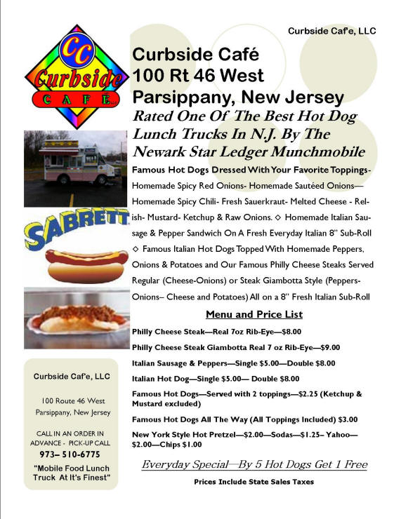 Curbside Cafe Menu & Price List - Revised 3-18-2013